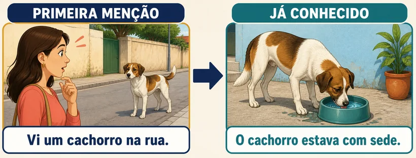 Uma mulher vê um cachorro pela primeira vez e depois fala do cachorro já conhecido.
